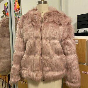 SHEIN LIGHT PINK FUR COAT